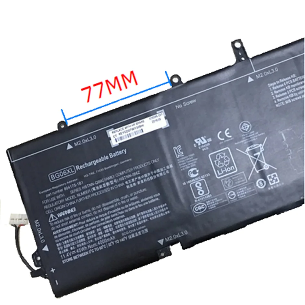 11.4V 45WH BG06XL Laptop Battery For HP EliteBook Folio 1040 G3 (P4P90PT) HSTNN-Q99C HSTNN-IB6Z 804175-1B1 804175-1C