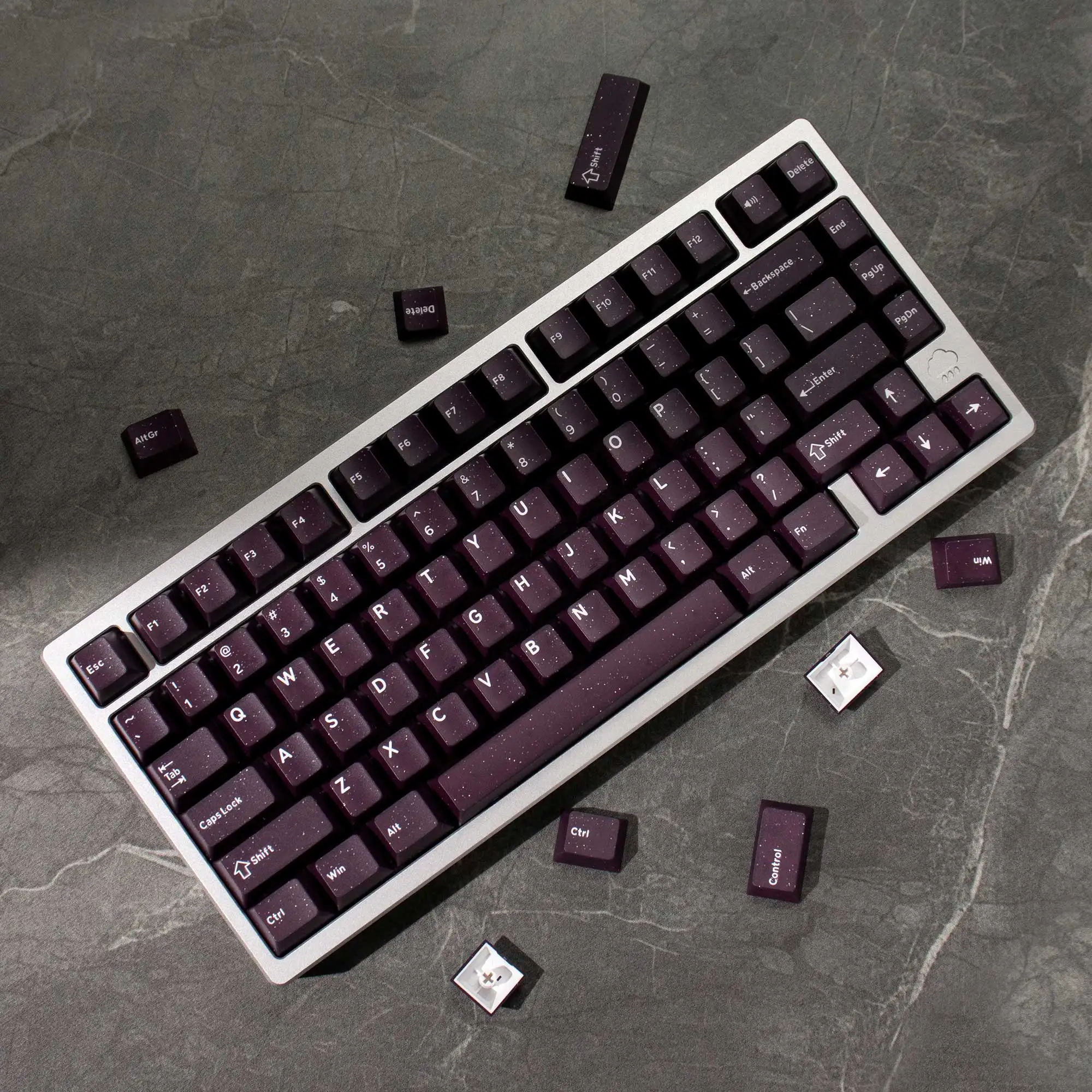 Vior Glitter Purple Translucent Keycaps Cherry Profile PBT Double Shot Keycaps für MX Switches mechanische Tastatur Alice 7u
