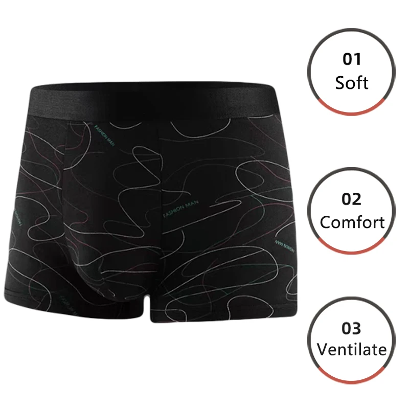 3 Pieces Men Boxers Sports Underwear Underpants Shorts 2XL 3XL 4XL Simple Line Breathable Fashion Sports Fitness