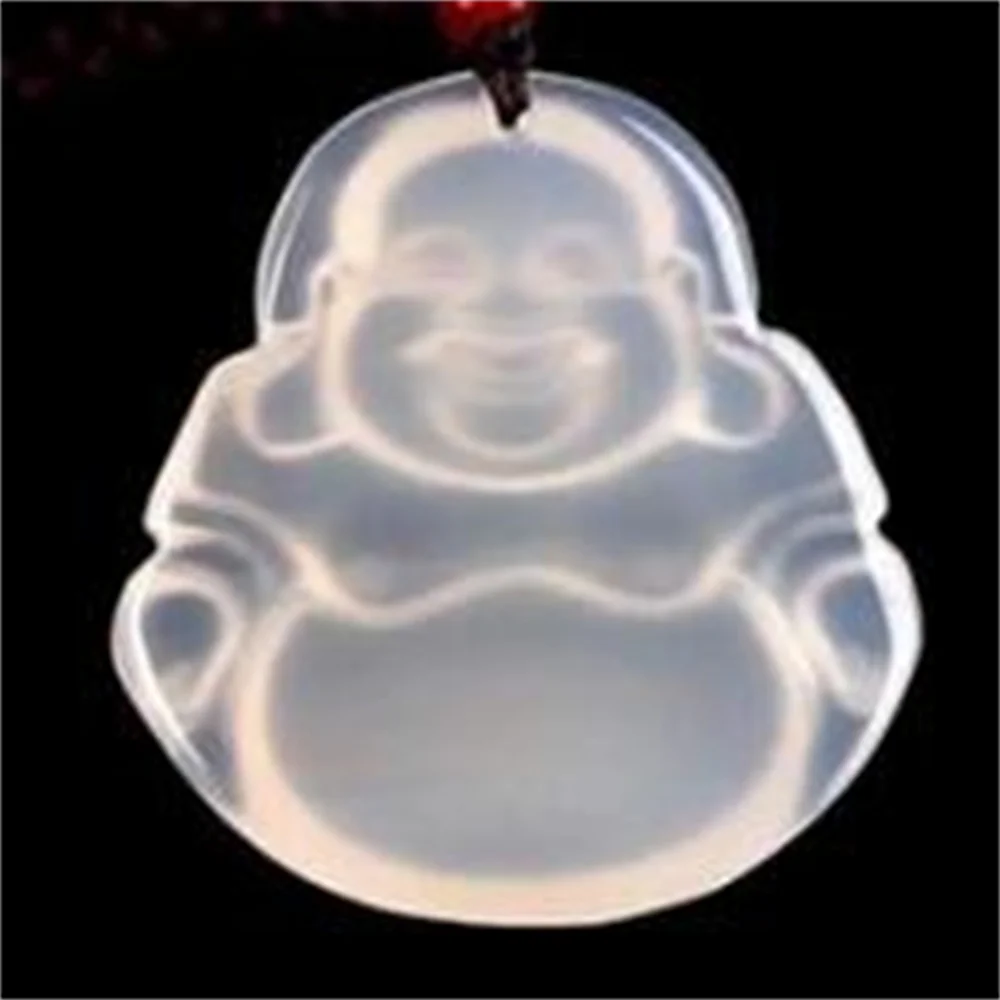 Collier en pierre de glace naturelle ma nao/pierre pendentif bouddha, collier pendentif bouddha Maitreya