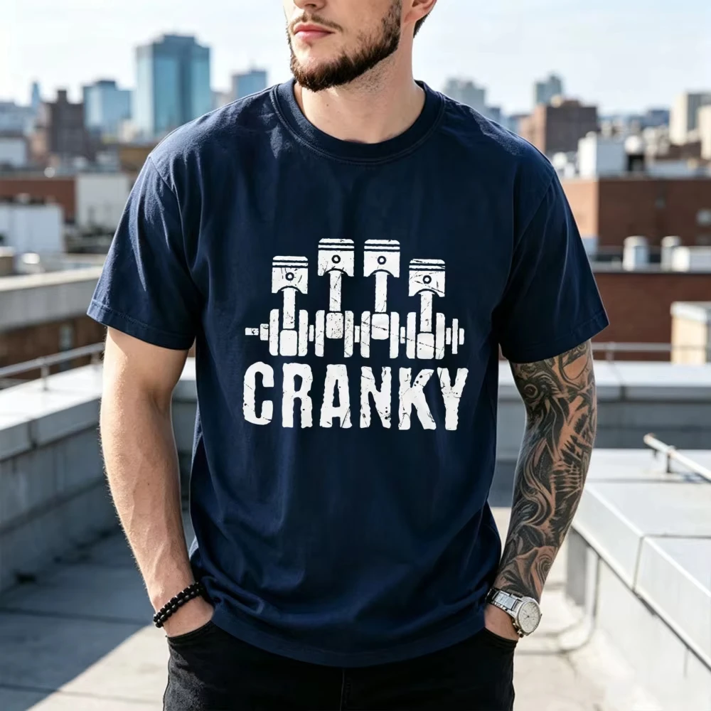 Men's funny Mechanic Tee Engine Shirt Cranky T-Shirt Fathers Day Gift Tees Fashion Car Mechanic Graphic Men Cotton Street Tshirt