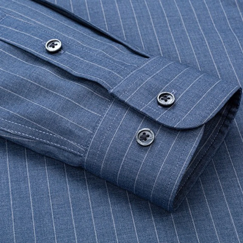 5XL New Classic Plaid Stripe Shirts Men Long Sleeve New Fabrics Wool Modal Soft Cozy Anti-wrinkle Men Shirt Long Sleeve Slim Fit