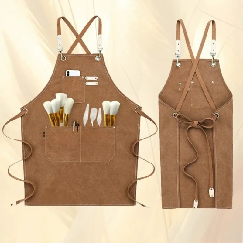 Canvas Apron for Art Students Painting Studio Oil Painting Smock Long Watercolor Drawing Coverall Art Bib