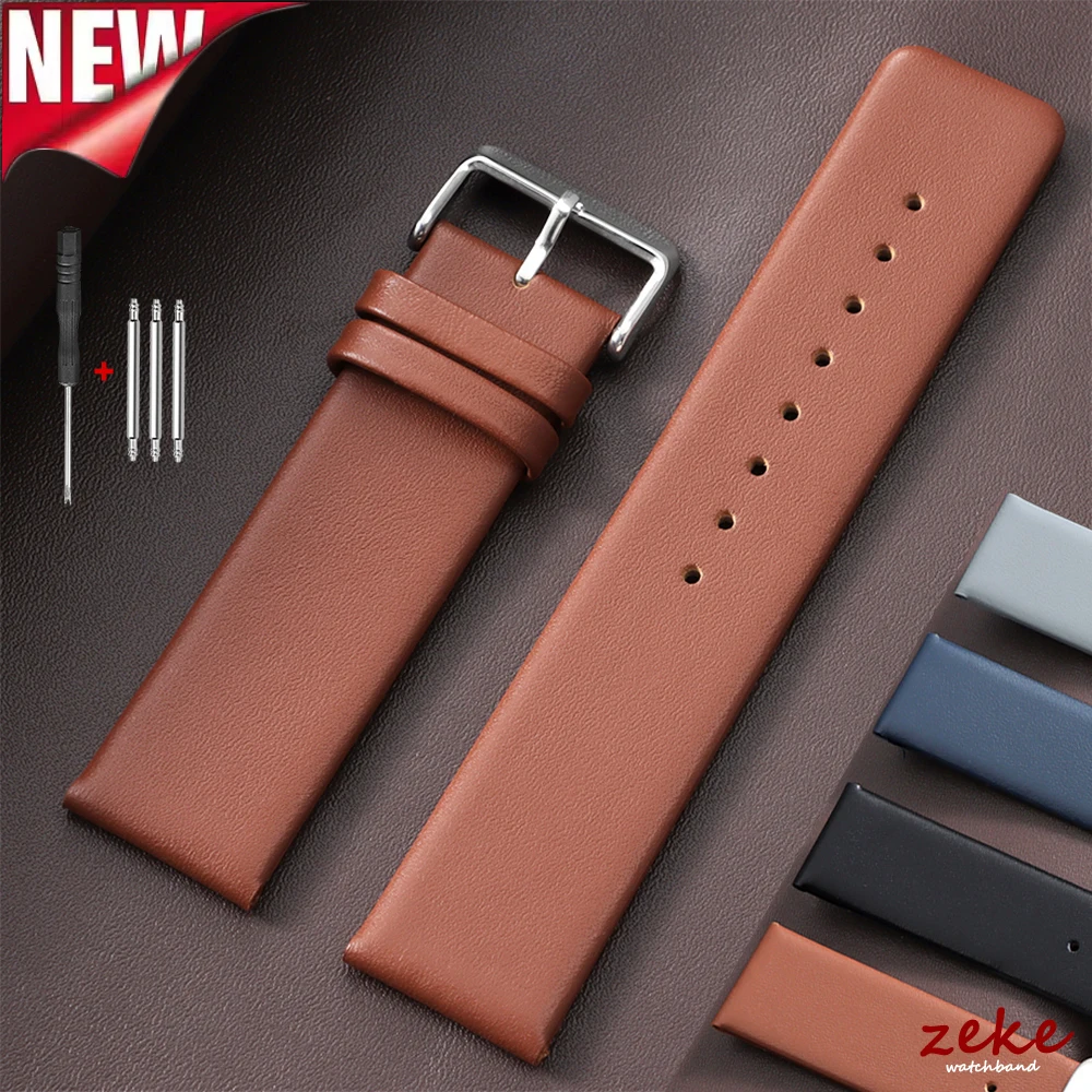 Ultradünnes Weiches Vollnarbiges Rindsleder-Uhrenarmband 18mm 20mm 22mm Braunes Echtleder-Uhrenband für Herren Damen Universelles Armband