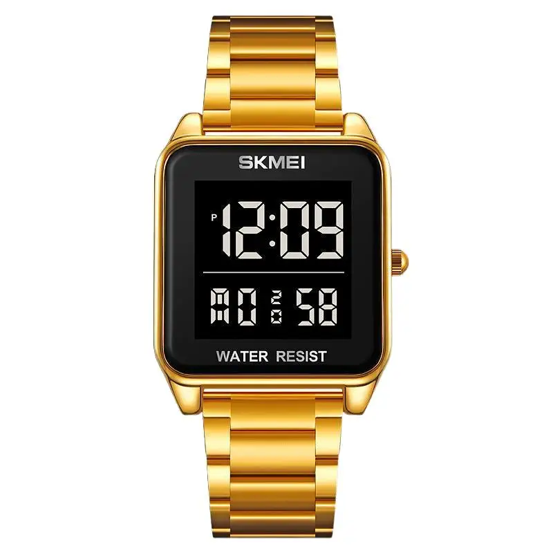 SkmeiМужские часы из нержавеющей стали, деловые электронные часы, многофункциональные часы с часовым кольцом, электронные часы