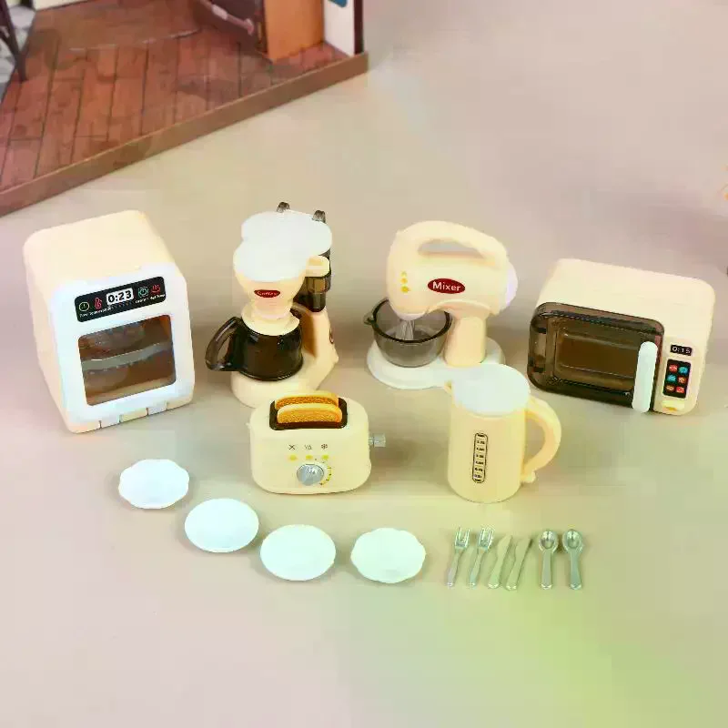 1 Set Home Appliances Decor Toy 1:12 Dollhouse Miniature Coffee Machine Egg Beater Model Doll House Accessories