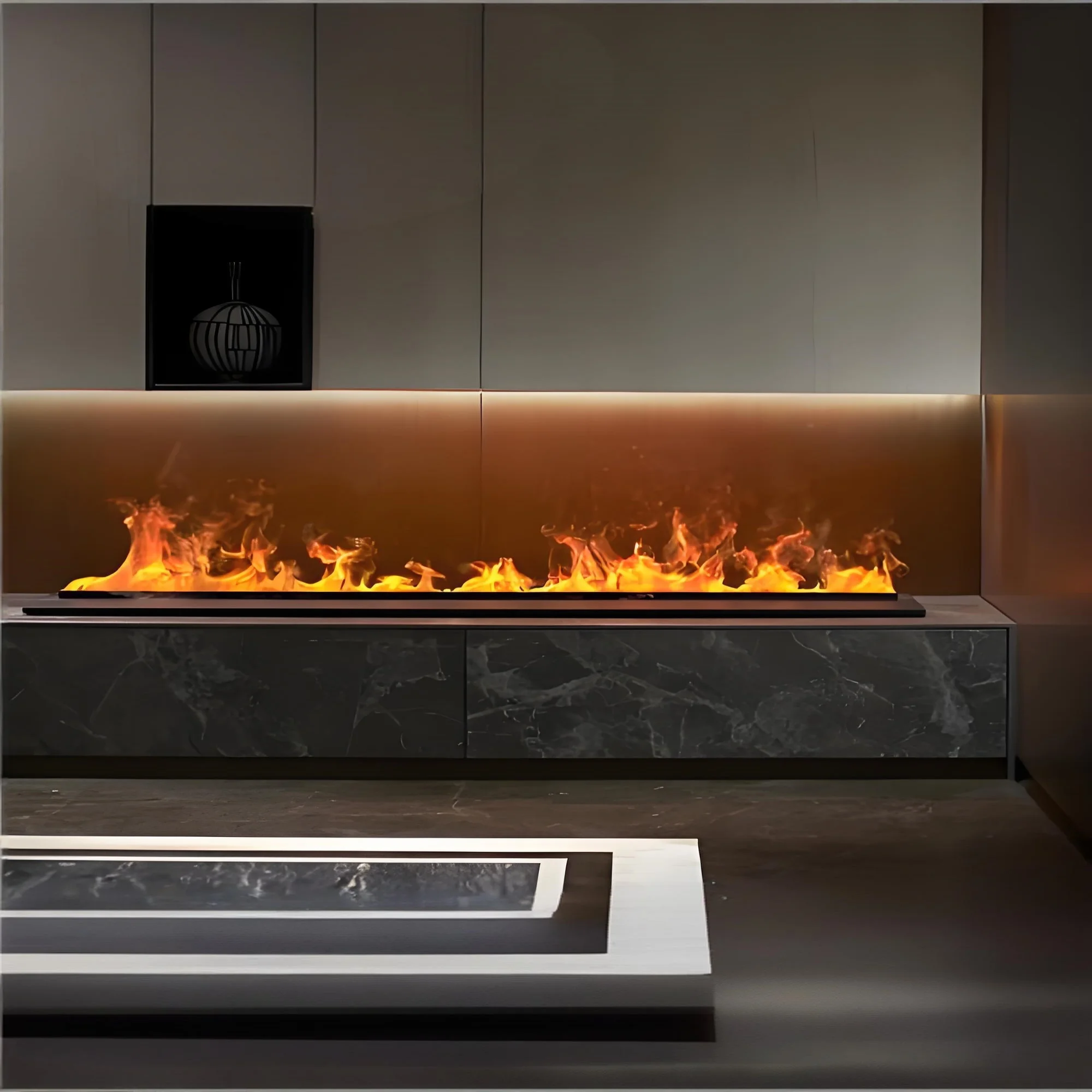 Intelligent 3D Electric Fireplace Insert, Remote Control Neon LED Flame Vapor Steam Fireplace for Living Room Indoor Use