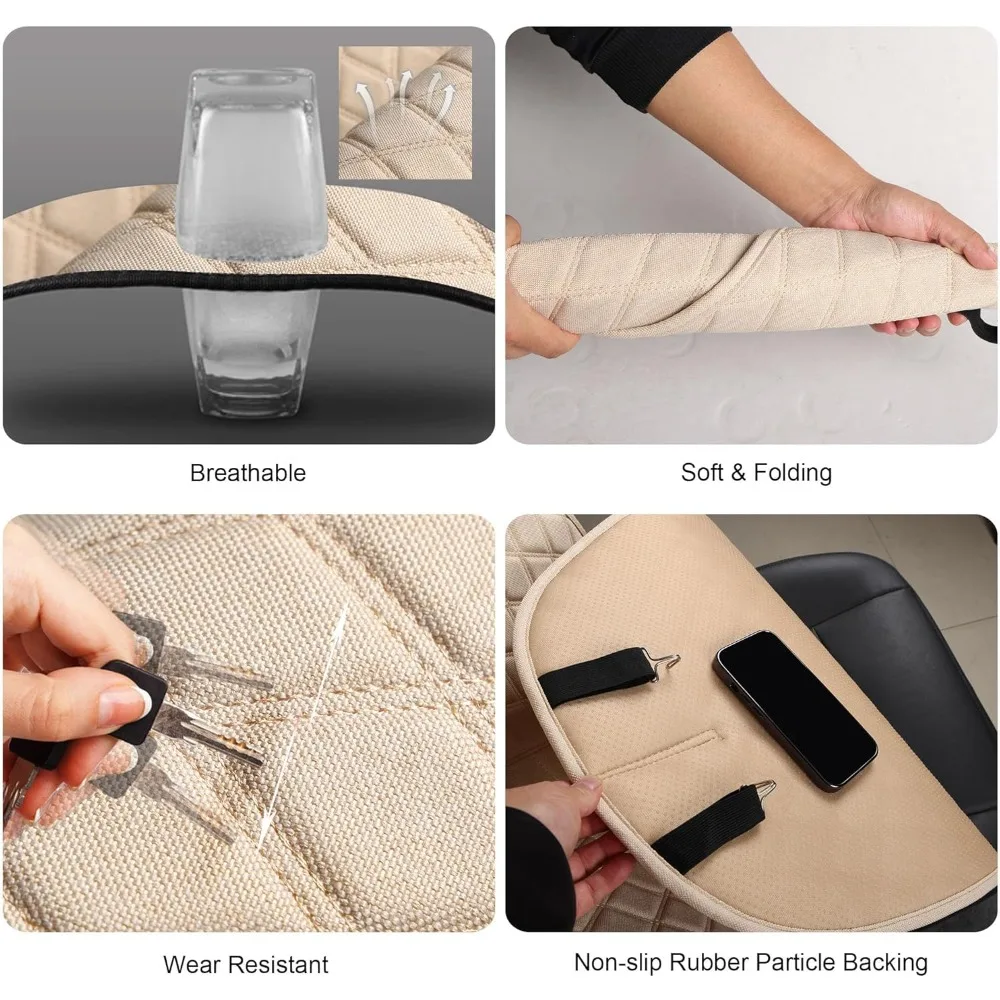 Linen Car Seat Covers Front Seat Covers Breathable Cloth Fabric Car Seat Protector Universal Fit Most Automotive, Van, SUV