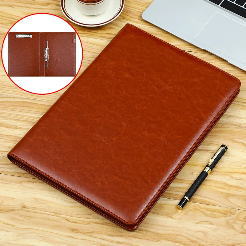 A4 Padfolio Folder Leather Business for man/women Document Organizer Paper Holder Writing Clipboard Pad for Office Stationery