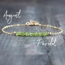 August Birthstone Bracelet, Healing Crystal Jewelry, Raw Peridot Bracelet, Gift for Women, Crystal Bracelet, Raw Stone Jewelry