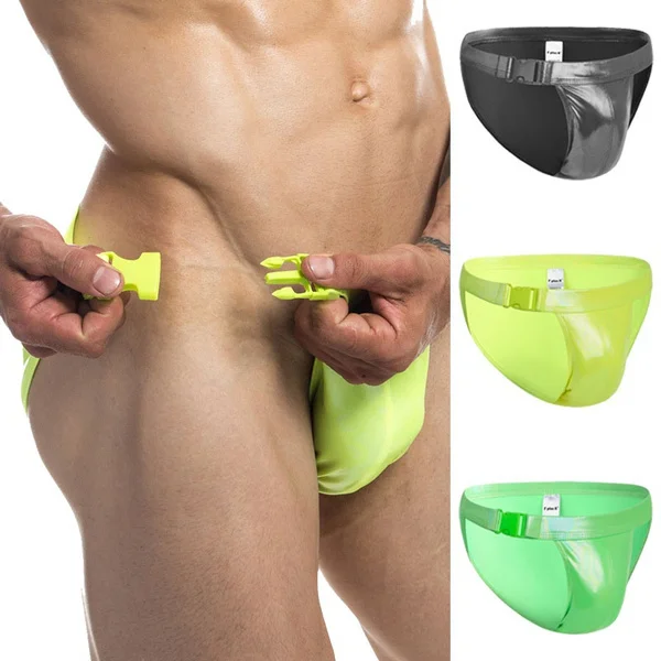 Jockmail Men Underwear Sexy Male Swimming Briefs Underwear Pu Leather Men Swimwear Gay Swimsuit Male Swimming Trunks Swim Tanga