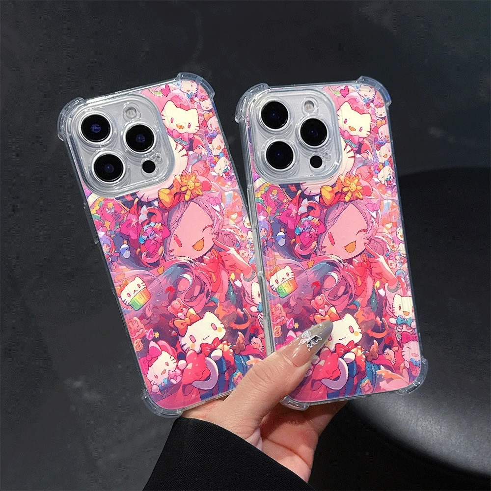 Casing Handphone Hello Kitty untuk iPhone 14 iPhone 16/15/14/13/12/11/x/xs/xs Max Casing Handphone Lembut untuk Perempuan Sanrio KT