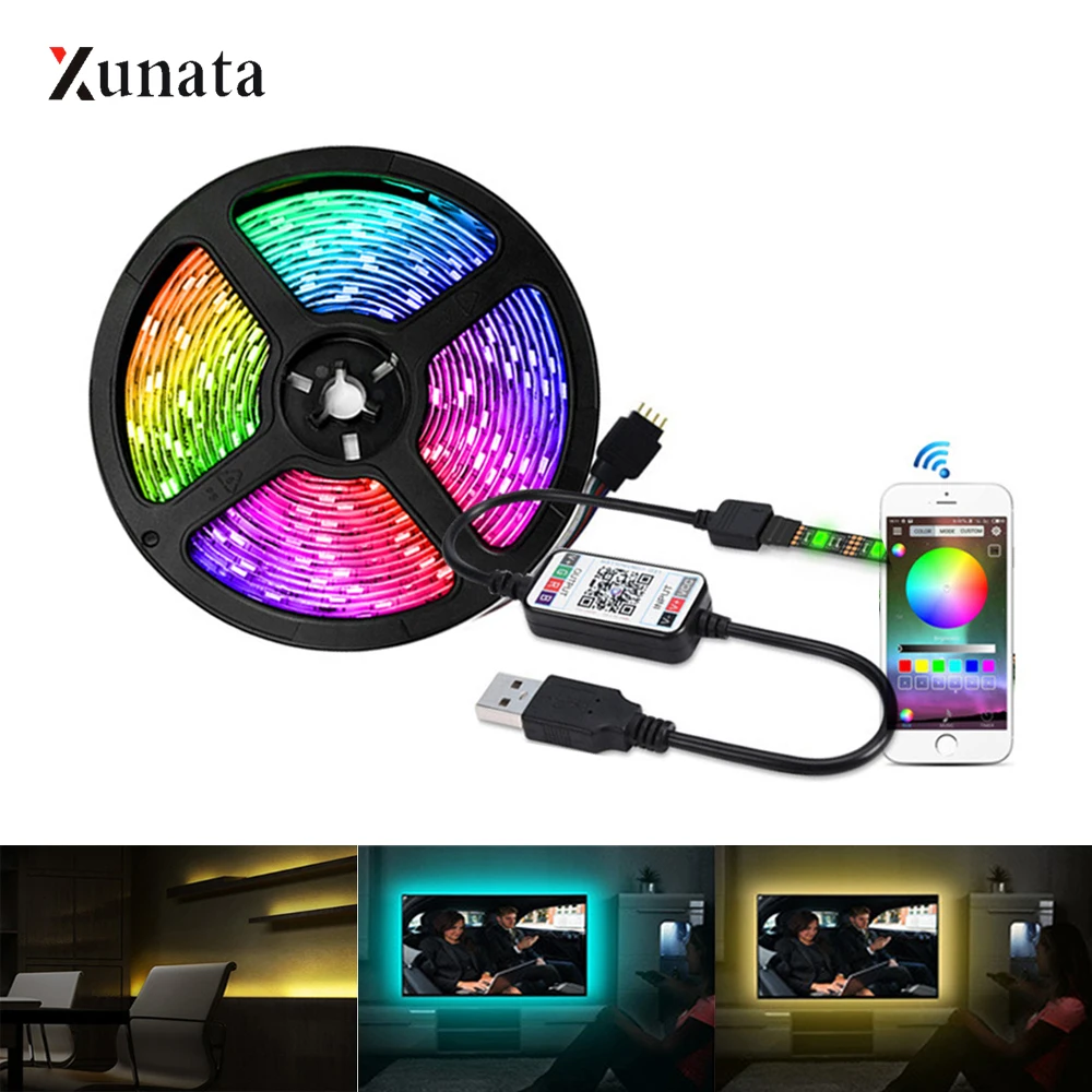 DC 5V SMD5050 GRB taśma LED 30 diody LED/m elastyczna taśma Led z Mini Bluetooth USB kontroli wstęga LED dla podświetlenie TV