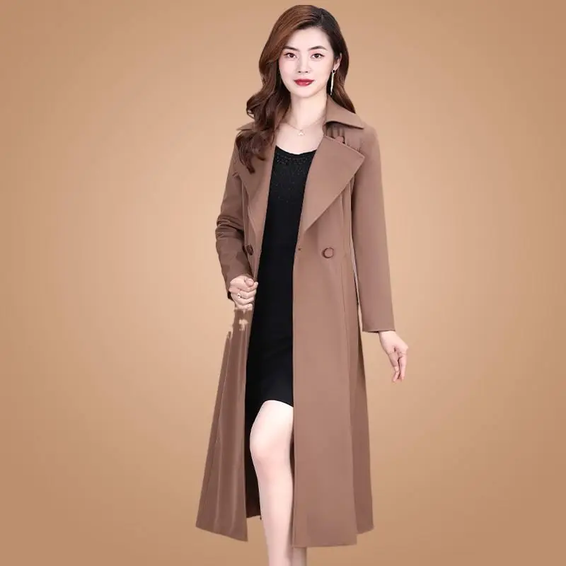 

Mom's New Spring Autumn Trench Coat Women Fashion Korean Single-breasted Loose Mid Long Overcoat Windbreaker Female Tops B521