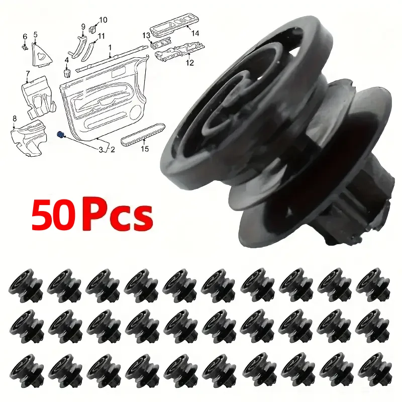 

50Pcs Auto Fastener Clip Door Panel Trim Clip Interior Fixing Bumper Fender Fixed Clamp Black Plastic Retainer Fastener