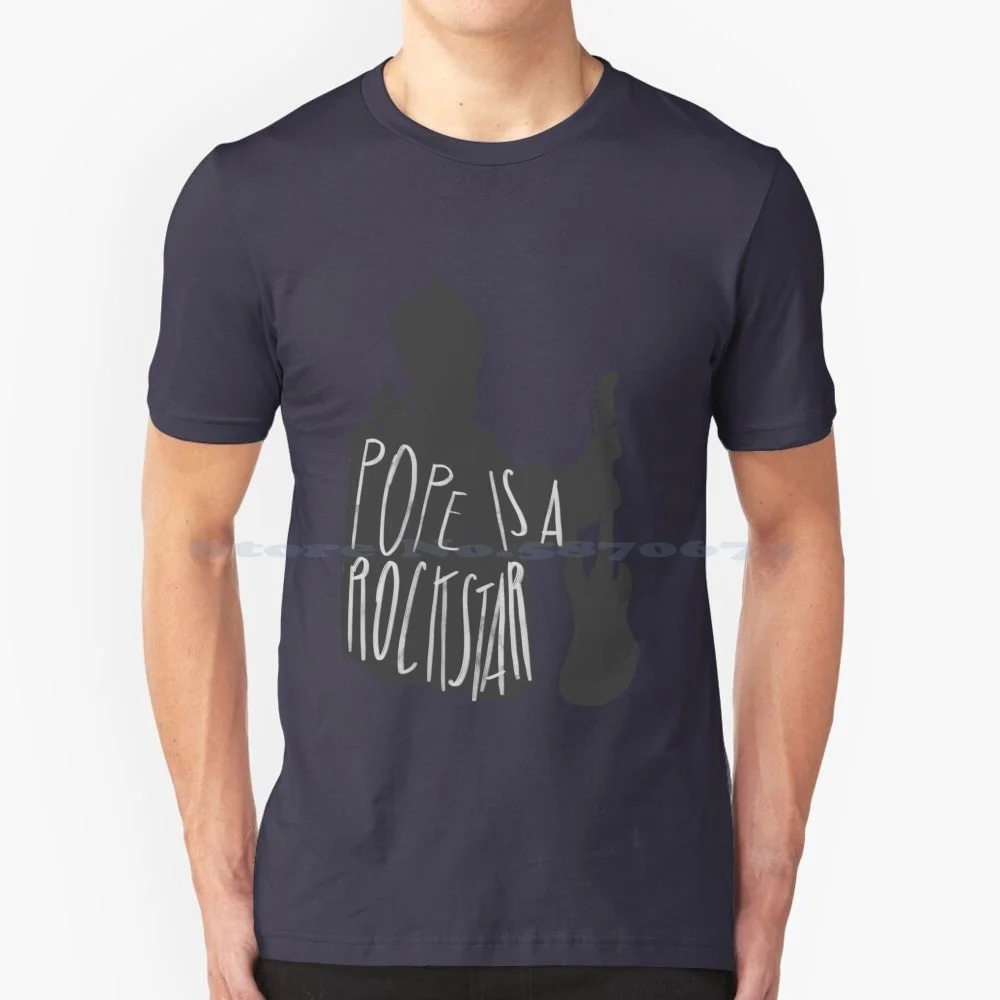 Pope Is A Black T Shirt 100% Cotton Tee Typography Silhouette Go Little Star Pope Is A Star Religion Music Guitar Christian