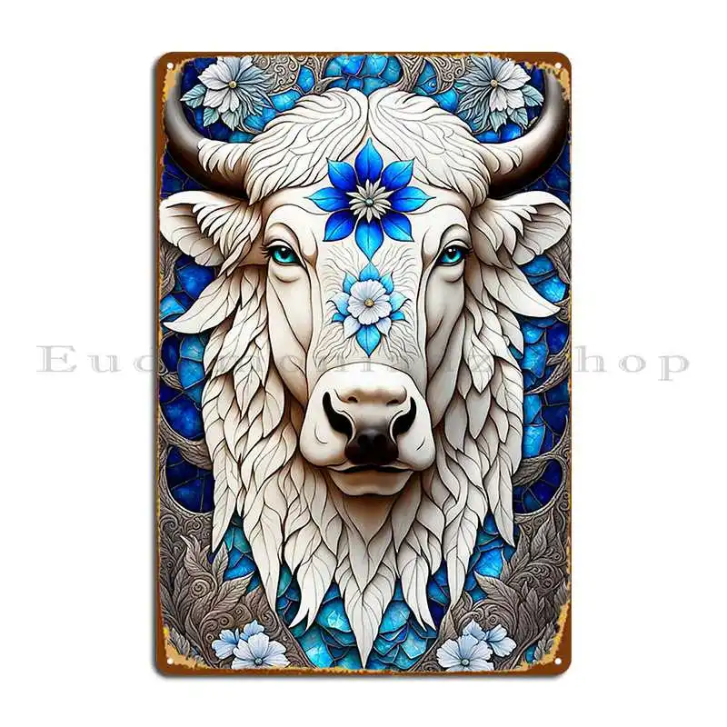 White Bison Buffalo 0 Spirit Animal Blanket Tapestry Big Wild Nature Cow Metal Sign Party Create Designer Tin Sign Poster