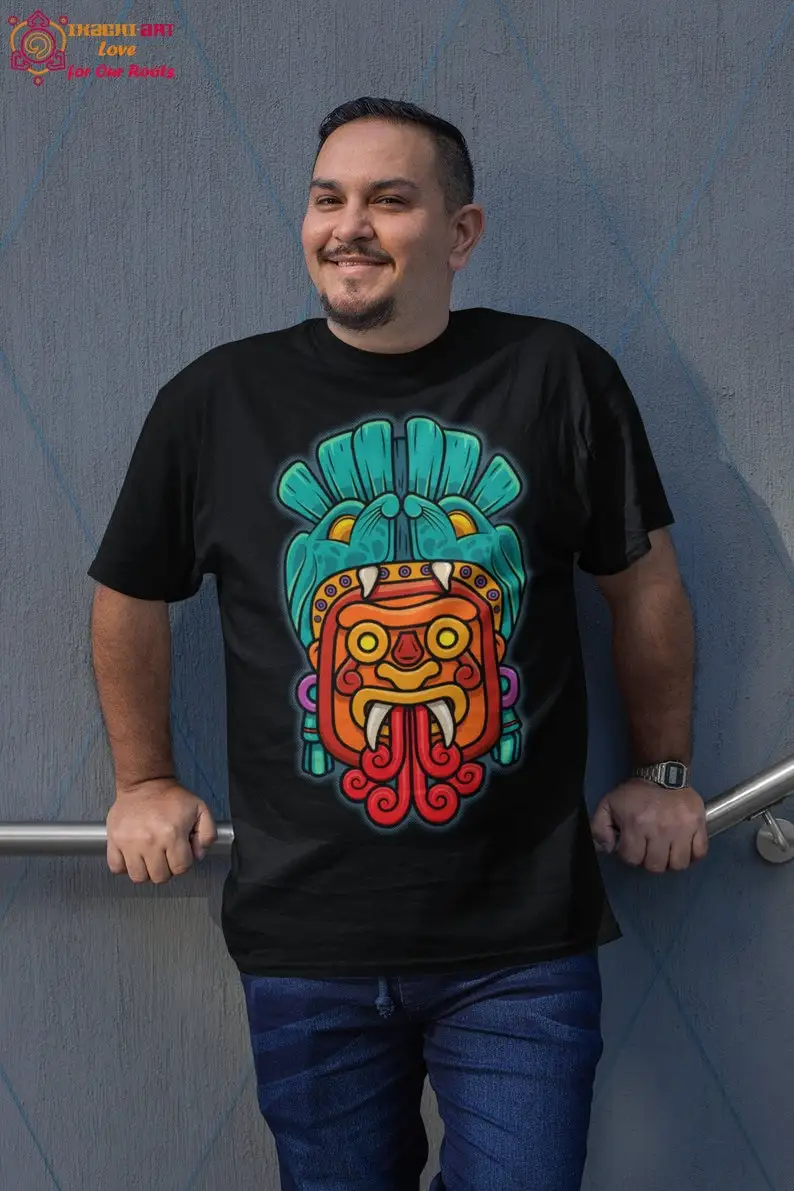 2025 الصيف المكسيك جديد مبيعا Tlaloc ازتيك الله الفن طباعة المكسيكي قميص للرجال هدية ثقافية تنفس تي شيرت