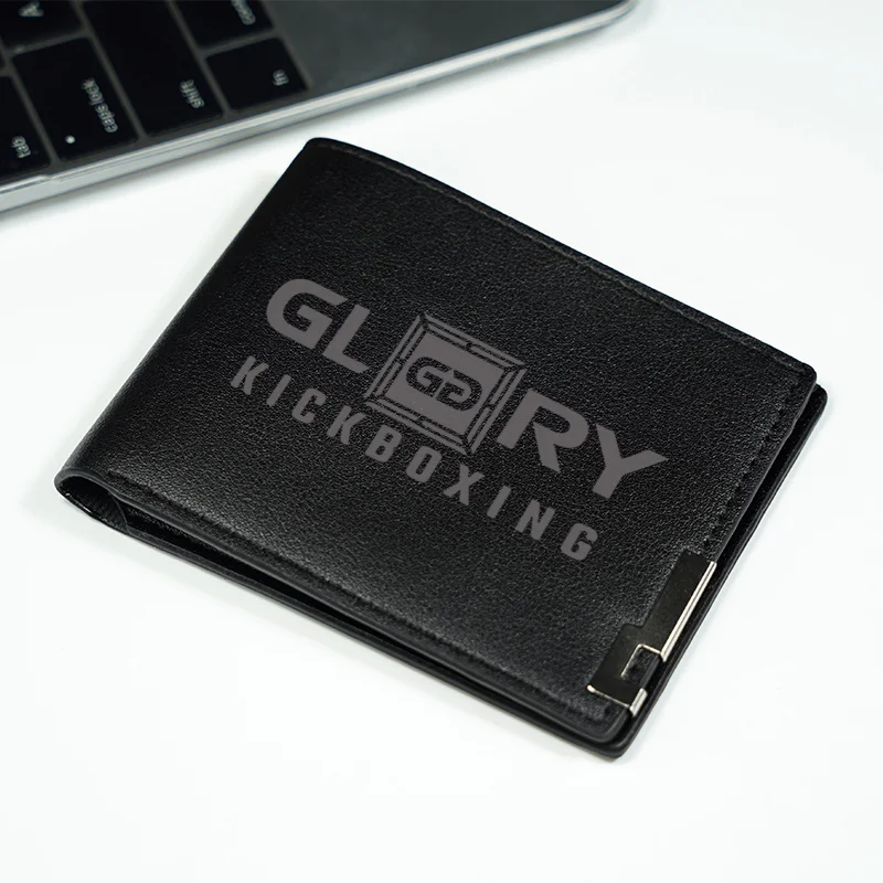 GLORY KICKBOXING محفظة من جلد البولي يوريثان الفاخر بتصميم بسيط وخفيف الوزن ومتين على طراز الأعمال للرجال