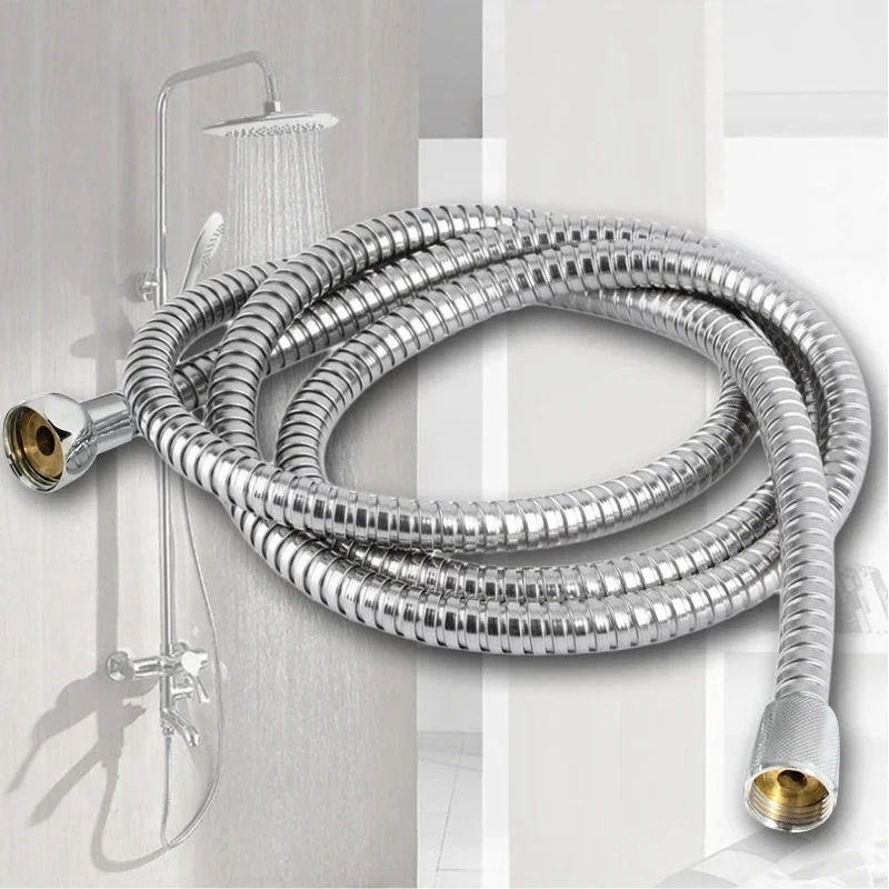 

Stainless Steel Flexible Shower Hose Long Bathroom Shower Water Hose Extension Plumbing Pipe Pulling Tube Bathroom Accessories