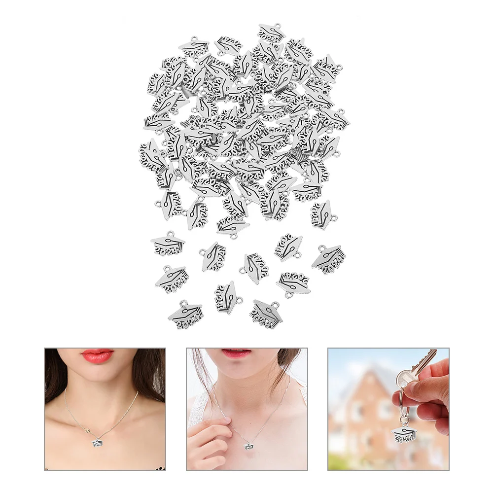 150 Pcs Graduation Cap Pendant Jewels for Crafts 2024 Crafting Pendants Number Charms Earrings Alloy DIY Hat