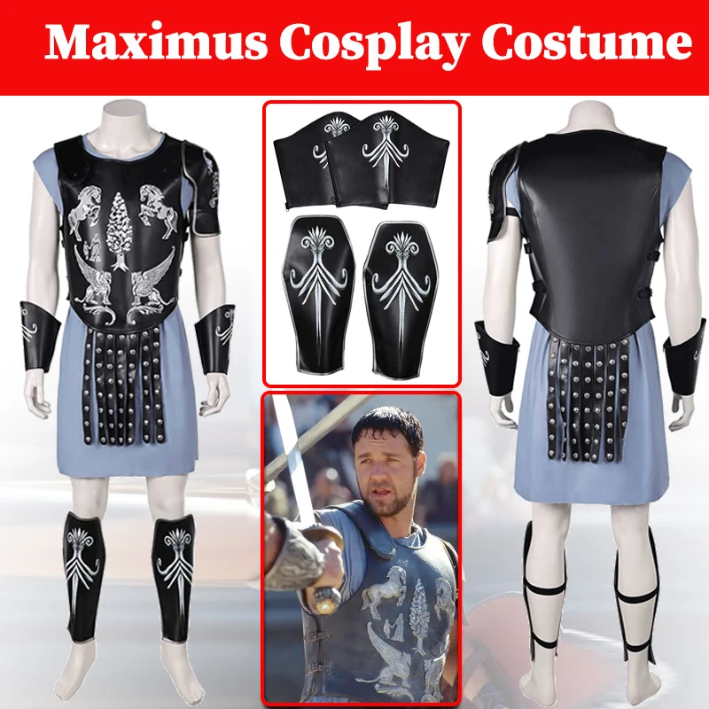 Movie Gladiator Maximus Cosplay Battle Men Costume  Wristband Pauldrons Hand Props Set Men Disguise Halloween Suits Customized