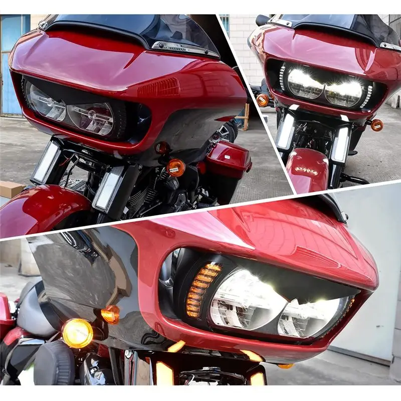 Motorcycle Headlight Eyebrows Sticker Headlamp Eyebrow Eyelids Trim Cover Visor For Road Glide 2015-2023