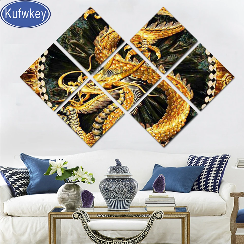 

Дракон полная квадратная алмазная живопись фотографии для вышивки круглая Алмазная мозаика 7 шт. картины животные наклейки на стену Декор