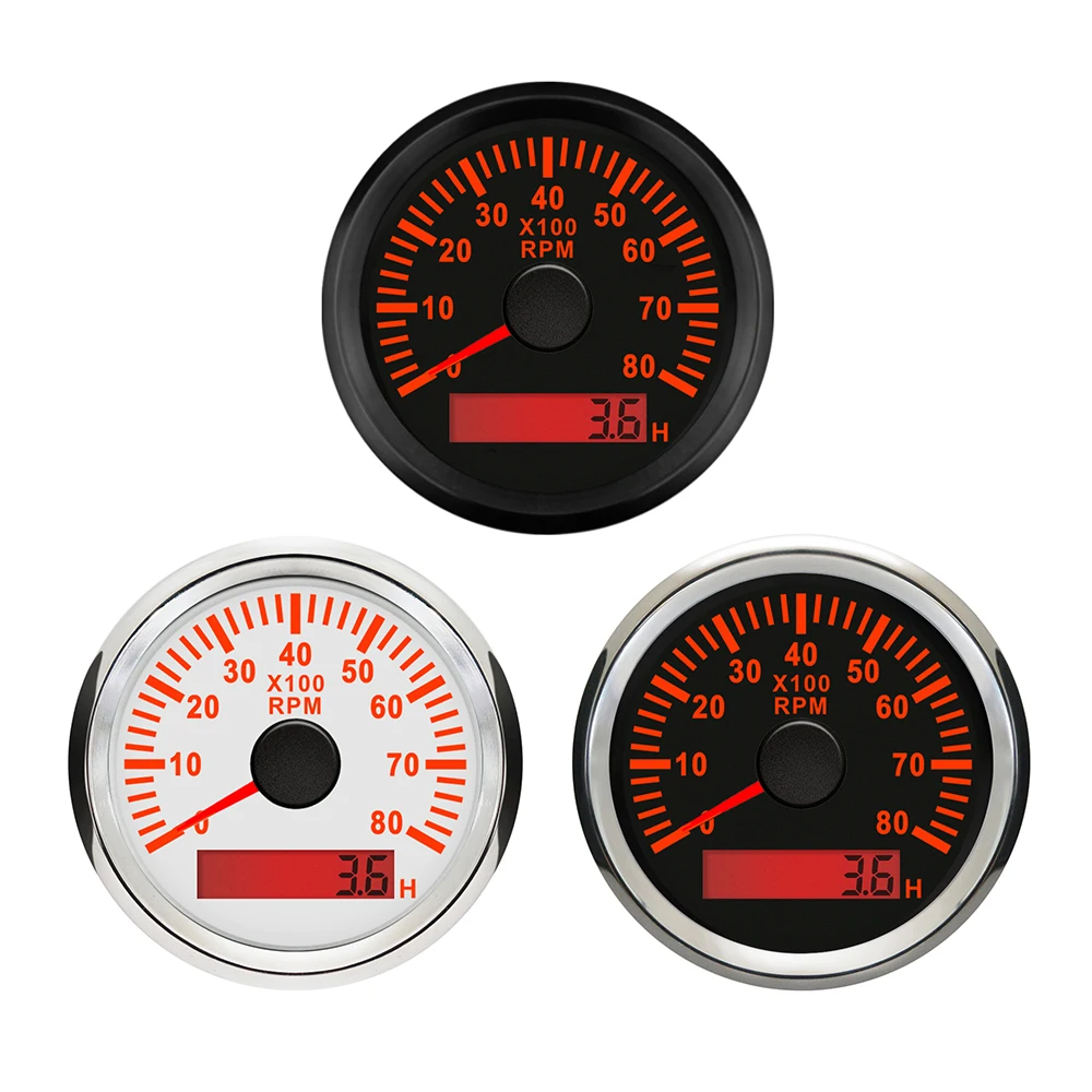 Motorcycle Boat Car Universal 52mm Tachometer RPM Gauge 0-3000RPM 0-4000RPM 0-6000RPM 0-8000RPM with Red Backlight 12V 24V