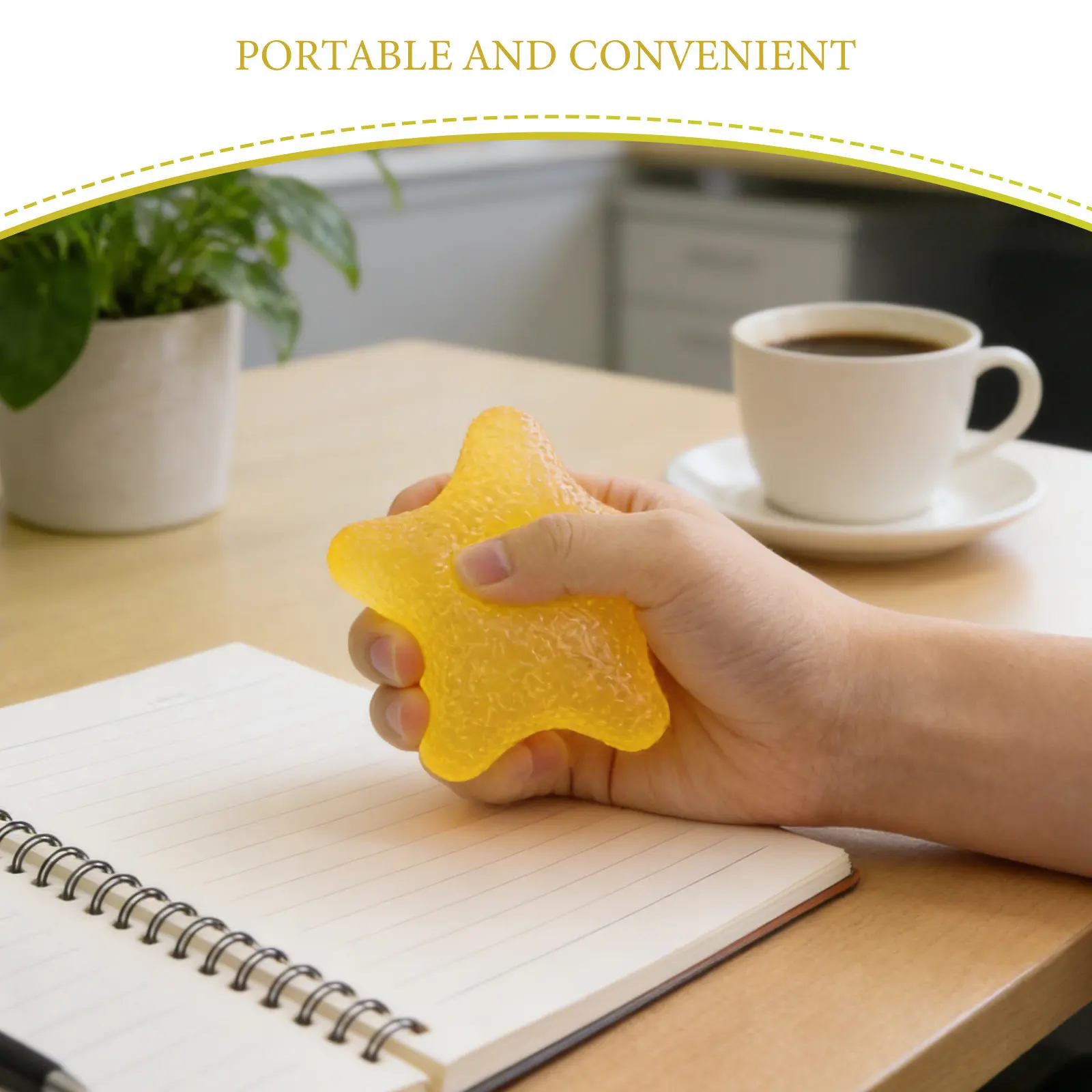 2Pcs Star Hand Grip Balls Yellow Soft Squeeze Exercise Ball Hand Strengthener Finger Rehabilitation Compact Portable Muscle