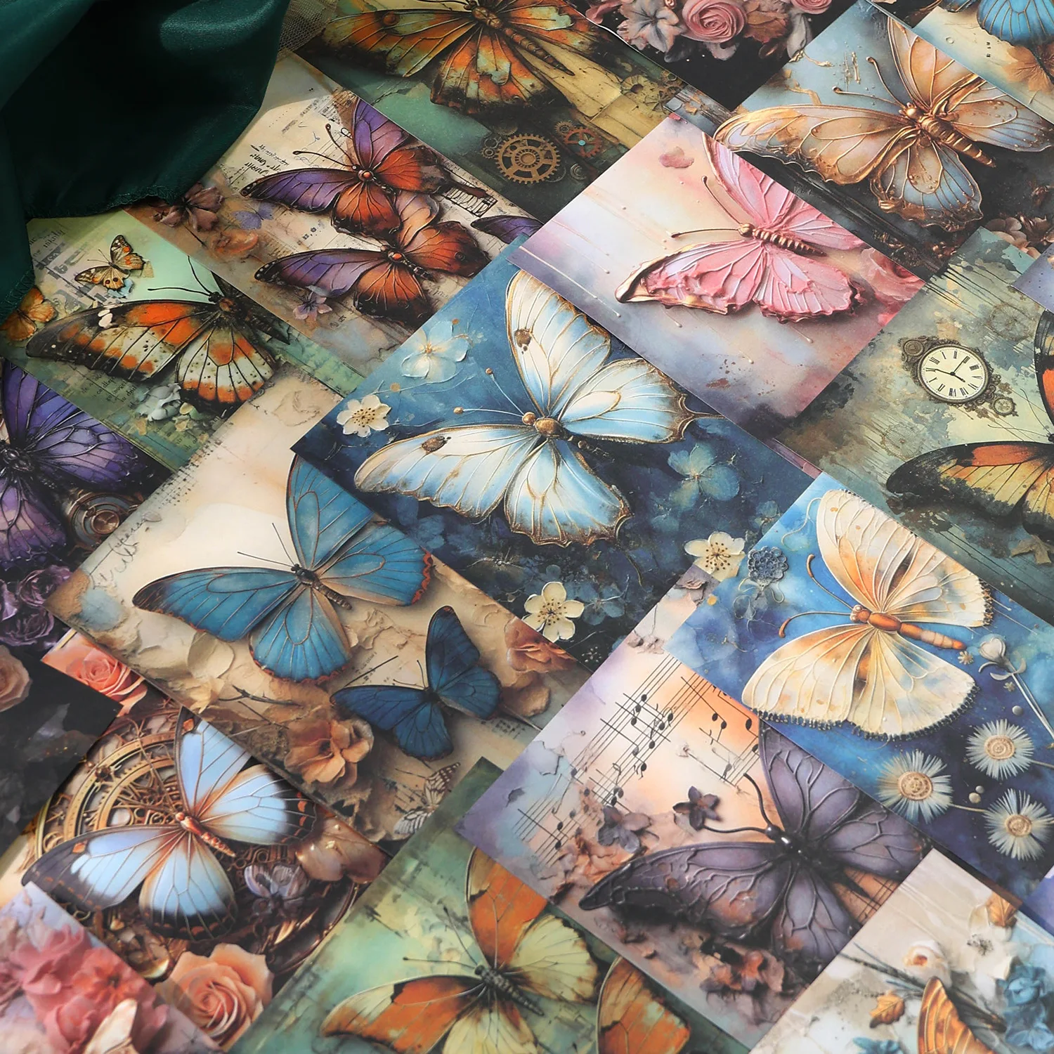 30pcs/lot Memo Pads Material Paper Romantic Butterfly Seal Junk Journal Scrapbooking Cards Retro Background Decoration Paper