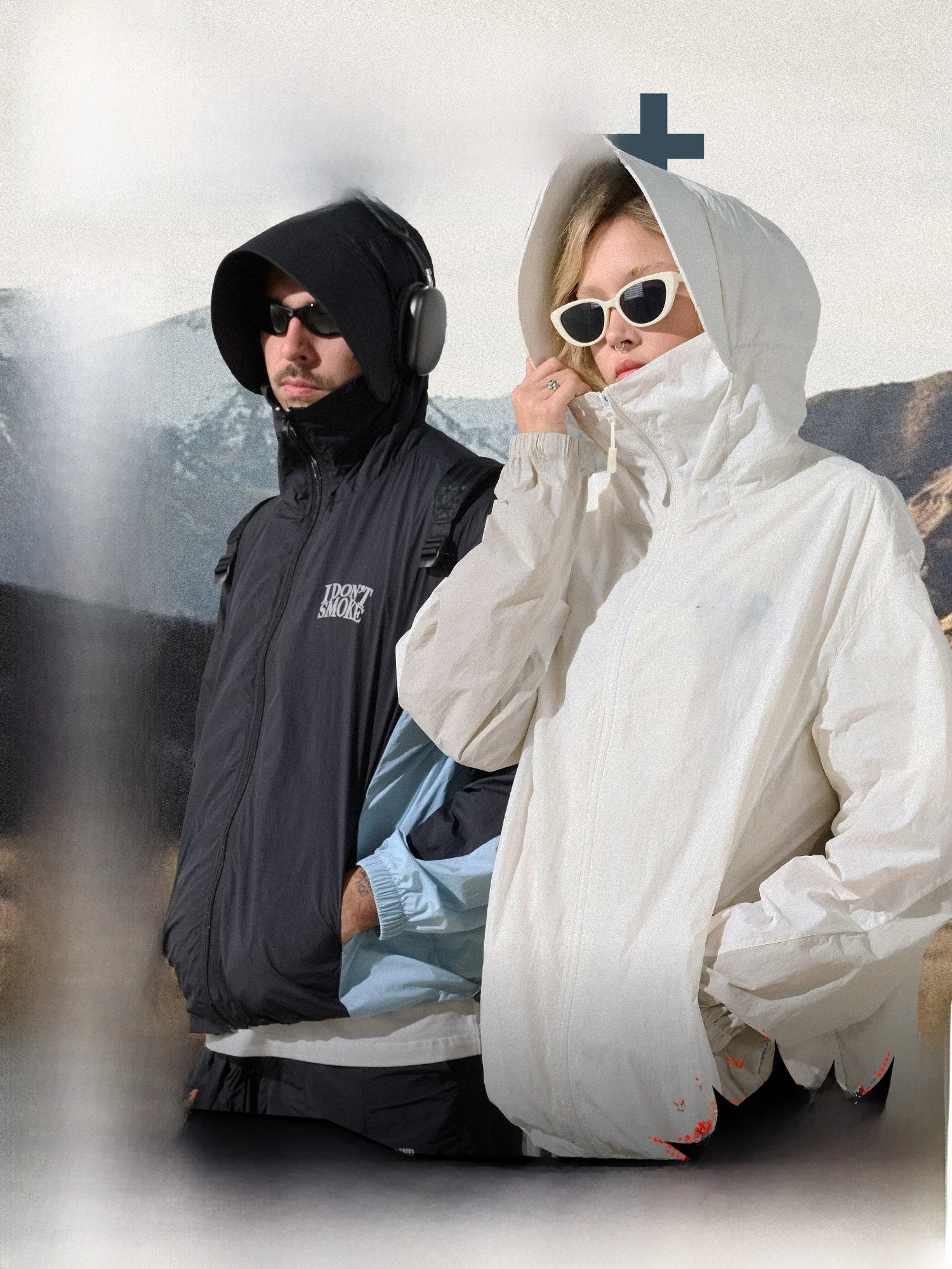 

DonSmoke Color Block Outdoor Cycling Sun Protection Clothing UPF50 Hooded Jacket Long Sleeve round Neck Regular Fit Fashionable