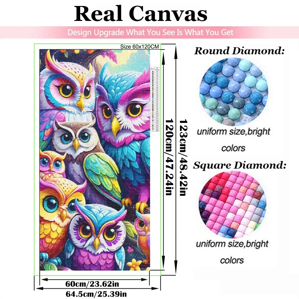 Mysterious Colorful Cute Owl 5D Diy Diamond Painting Sale Full Square Round Diamond Mosaic Cross Stitch Embroidery,Home Decor