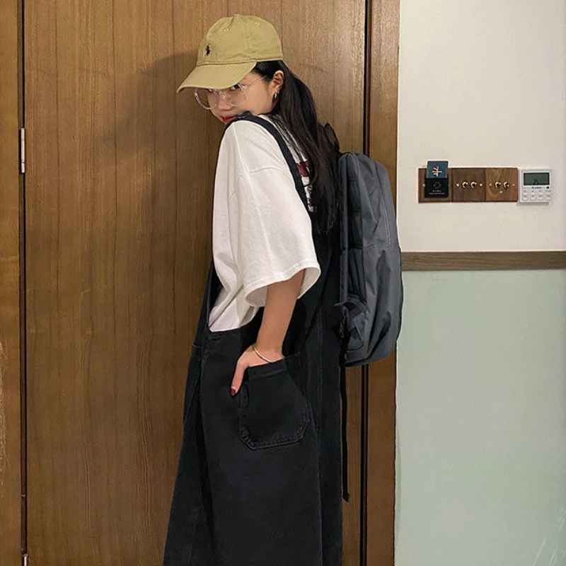 Dress Women Denim Spaghetti Strap Vintage Sundress Korean Style Loose All-match Summer Retro Streetwear Teens  Ulzzang