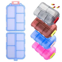 Travel Pill Case,10 Grids Pill Box,Pill Organizer,Mini Portable Travel Pill Case,10 Compartments Portable Pill Case Small Weekly