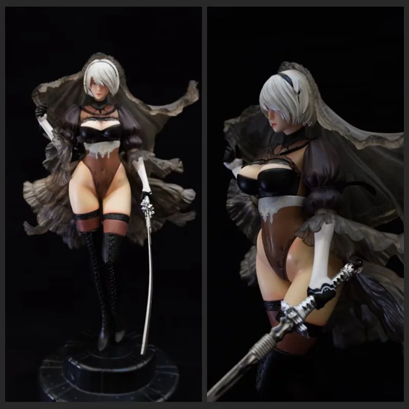 

Game Muse 2B lady, black wedding dress, chassis ornament, two-dimensional beautiful girl, model box figure