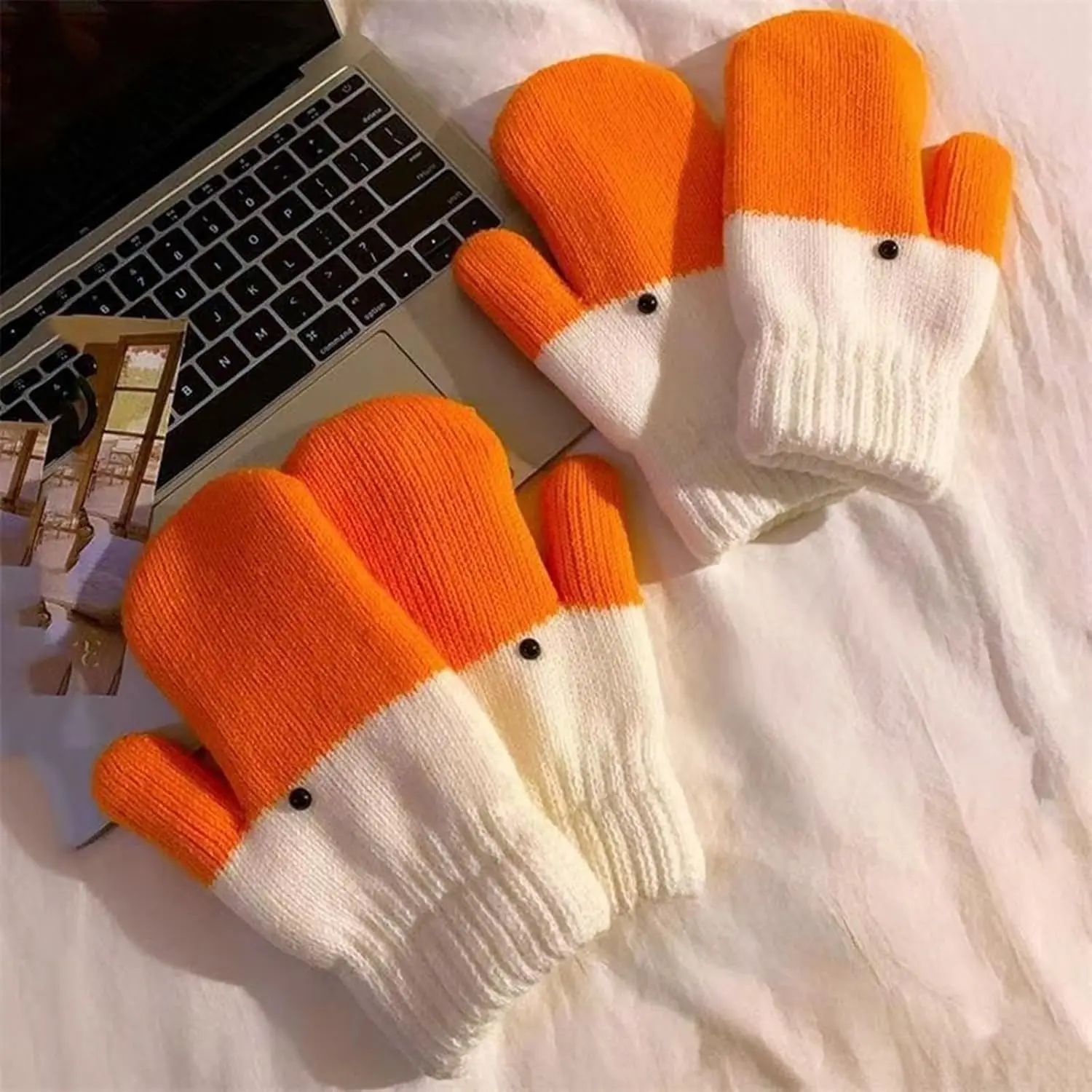 

Winter Goose Gloves Funny Novelty Animal Gloves with Thermal Soft Lining Cute Goose Mittens Gift for Girl Friend Women