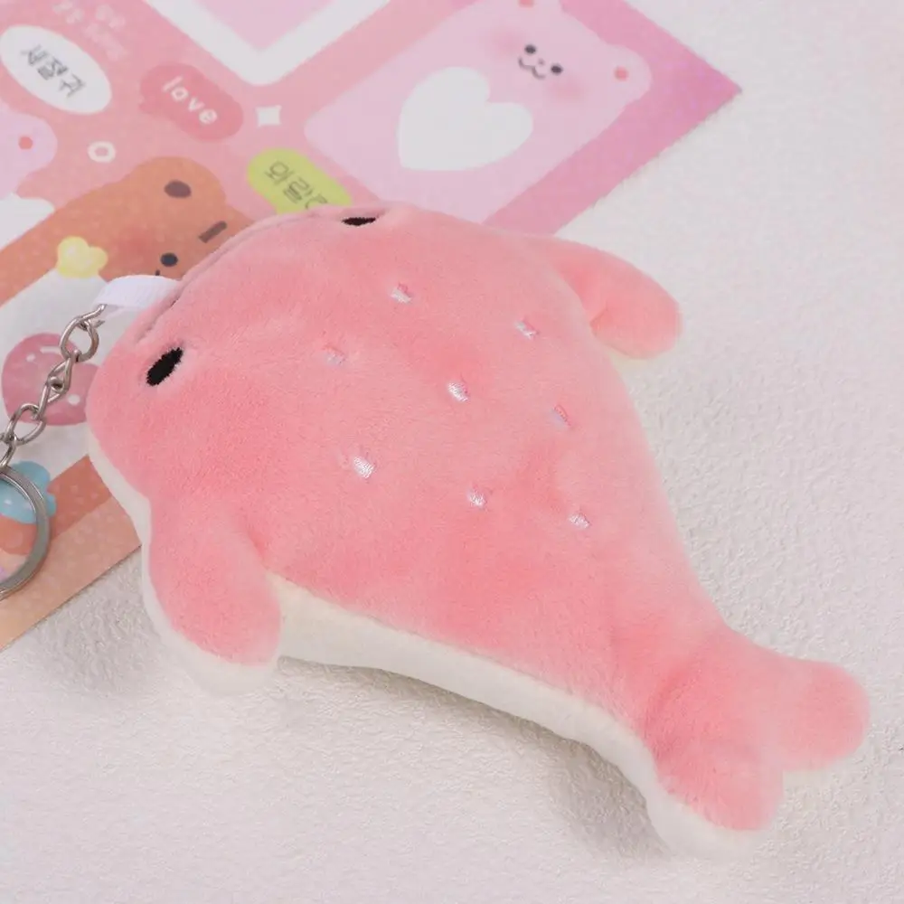 Funny Animal Whale Cartoon Whale Keychain Soft Stuffed Plush Animal Whale Doll Cartoon Fluffy Whale Pendant Female Lady Girl