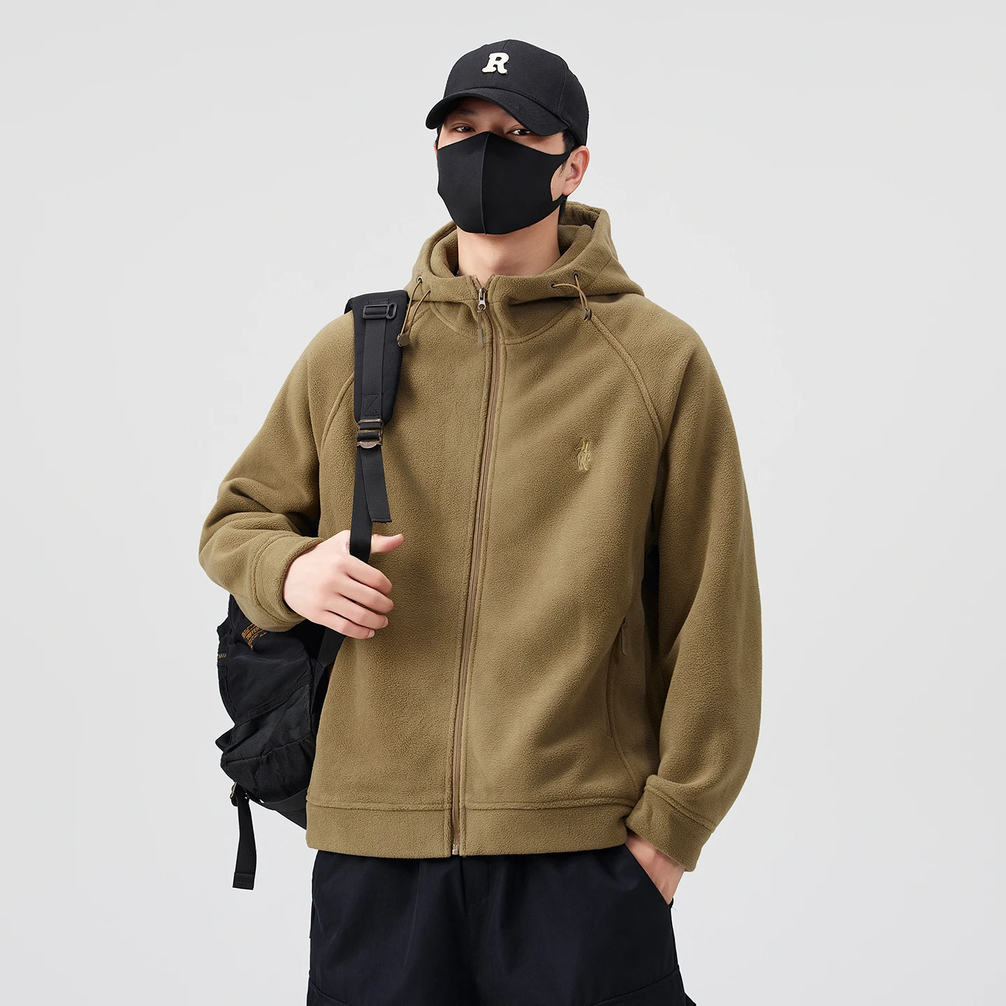 

Утепленный флисовый кардиган с капюшоном, мужская толстовка на весну, осень и зиму, однотонная хлопковая куртка свободного кроя для повседневной носки