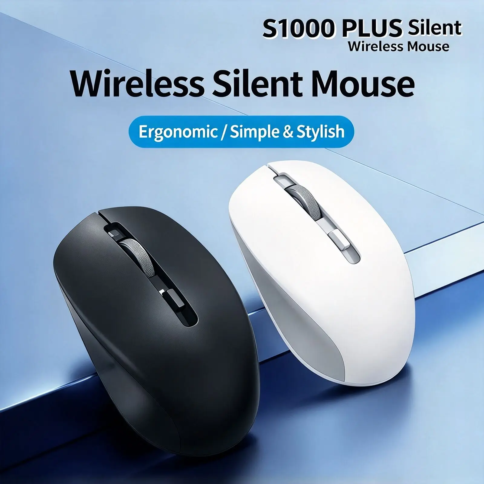 2.4G Wireless Silent Mouse 1600DPI Ergonomic Optical Ergonomic Mice with USB Receiver Smart Sleep for Laptop PC Computer Office
