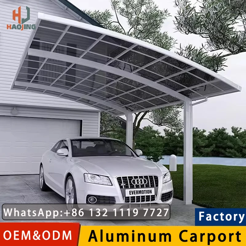 فاخر مخصص الألومنيوم شرفة المراقبة carport 2 منفذ السيارة الخارجي 3x6 3x4 مظلة معدنية خارجية سقيفة البولي كربونات المرآب وقوف السيارات #1