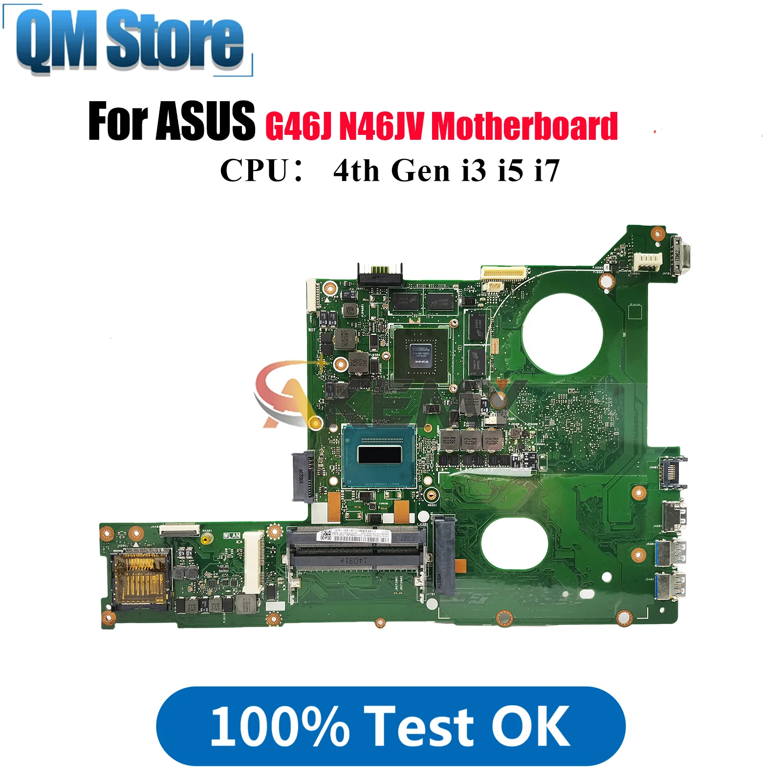 

N46JV Laptop Motherboard For ASUS G46J N46J N46JV Notebook Mainboard With i3 i5 i7 CPU 100% tests OK fast shipping High quality