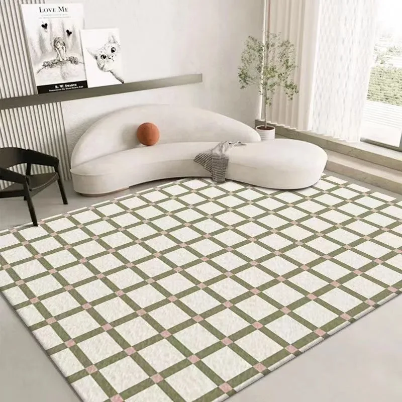 Moderne Teppiche im geometrischen Stil für Wohnzimmer, Dopamin-Schachbrett-Dekoration, flauschiger, weicher Schlafzimmerteppich, waschbare Bodenmatte