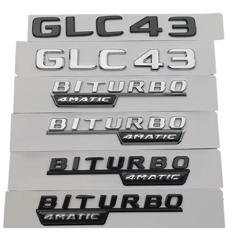 

3D ABS Car Rear Trunk Badge Letters Sticker Logo GLC 43 BITURBO 4MATIC Emblem For Mercedes Benz AMG GLC43 X253 Accessories