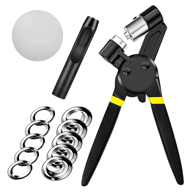 3/8 Inch Grommet Tool Kit,Handheld Hole Punch Pliers Mini-Type Manual Eyelet Machine With 300 Pcs Grommets