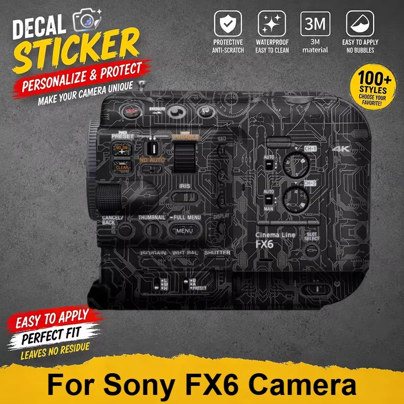 For Sony FX6 Camera Sticker Premium Vinyl Wrap Stylish Protective Decal Anti-Scratch Cover ILME-FX6VK ILME-FX6 Color blocking
