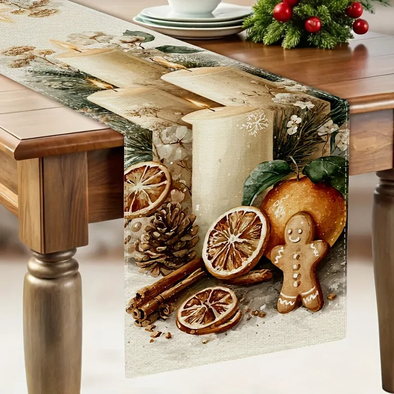 Candles And Gingerbread Man Autumn Table Decoration Holiday Restaurant Decoration Warm Farmhouse Table Decoration