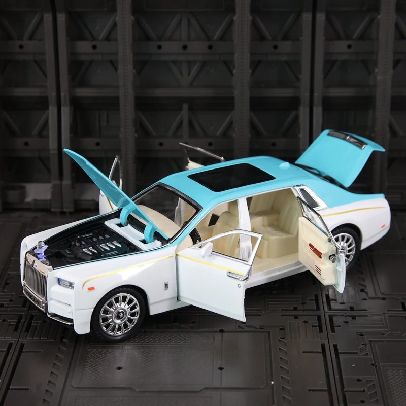1:24 Rolls Royce Phantom Alloy Sedan Model Car Ornament Collection, puertas y capó del motor, maletero se puede abrir detalles ricos
