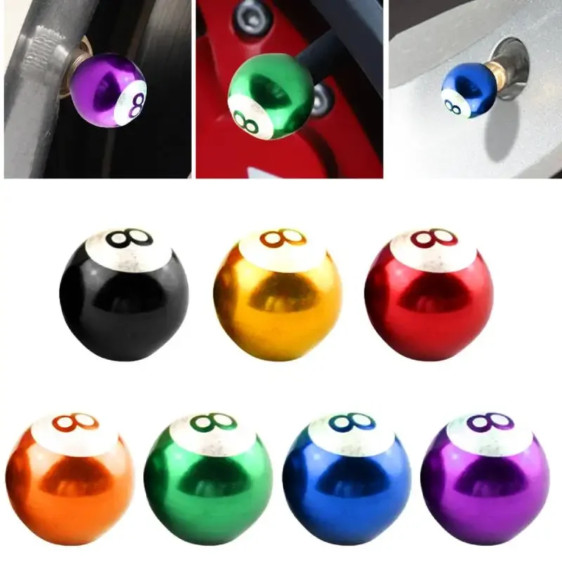 4pcs Car Tire Valve Cap Aluminum Alloy 8 Ball Shape Wheel Stem Air Valve Dust Cover Motorcycle Bike Wheel Nozzle Air Valve Caps