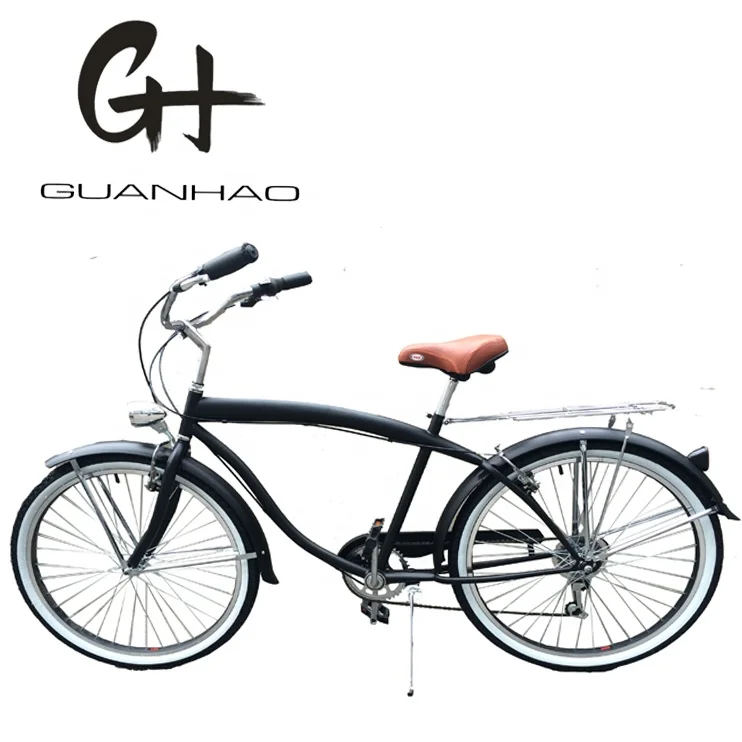 26inch OEM/ODM Hi-ten Steel Frame CE Cheap Aluminium American Rear Rack 7 Speeds Men Beach Cruiser Bikes